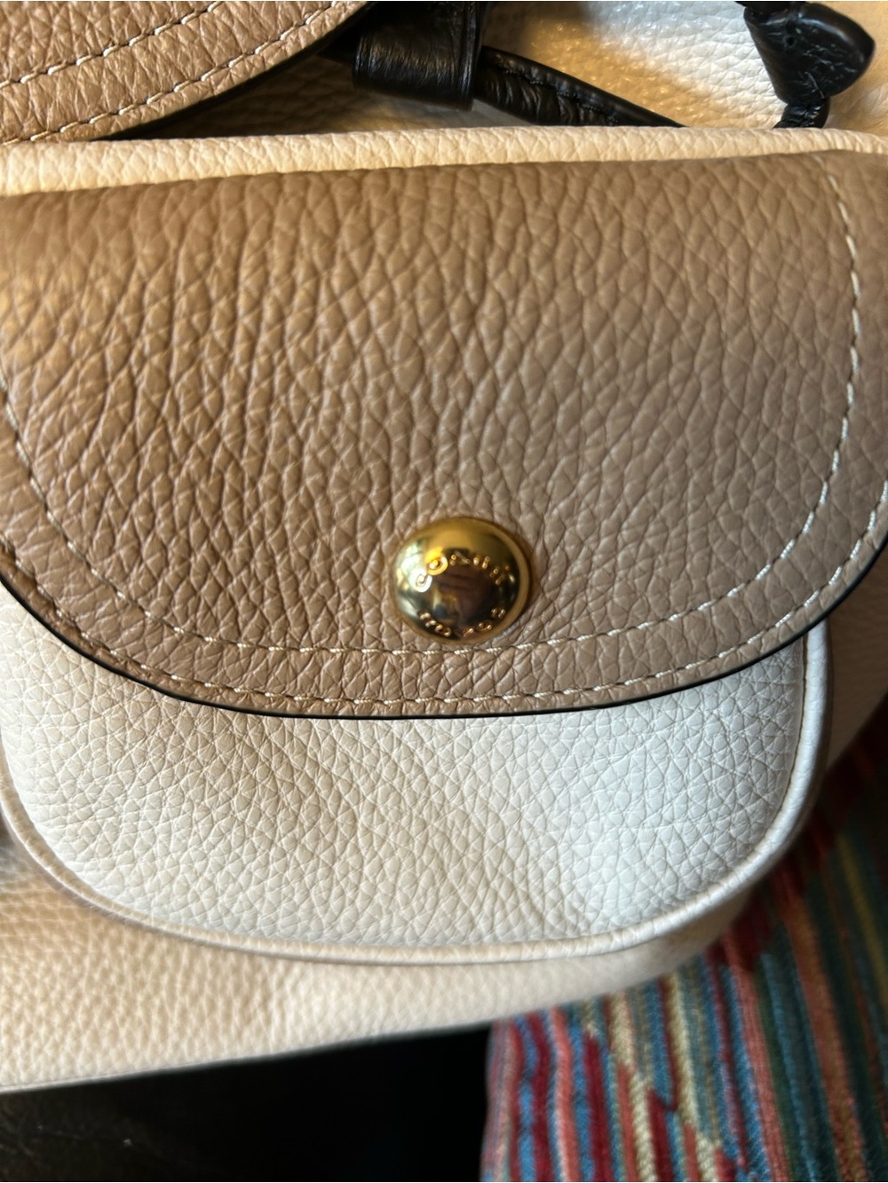 NWOT Coach Pennie Two-Tone Tan & Cream Pebbled Leather Backpack - Picture 5 of 12